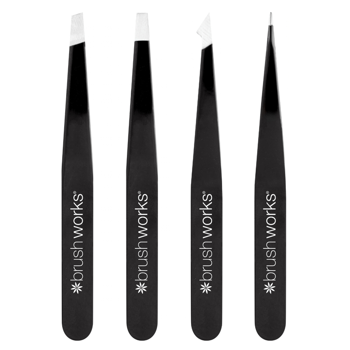 Brushworks Combination Tweezer Set - Black
