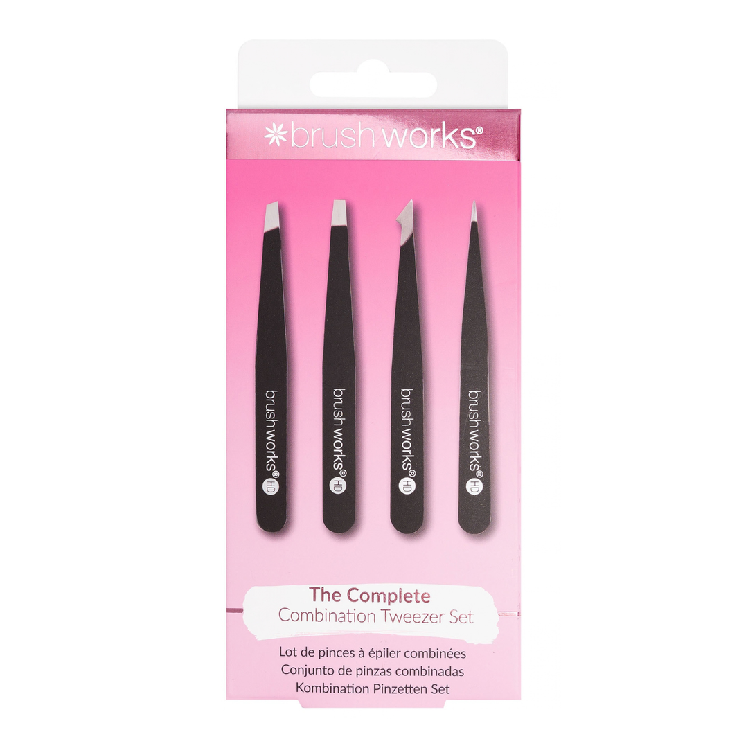 Brushworks Combination Tweezer Set - Black
