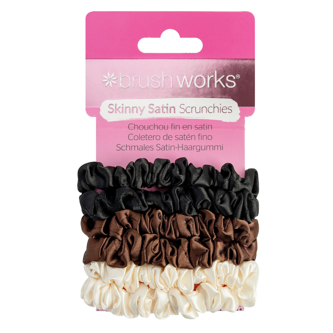 Brushworks Skinny Satin Scrunchies