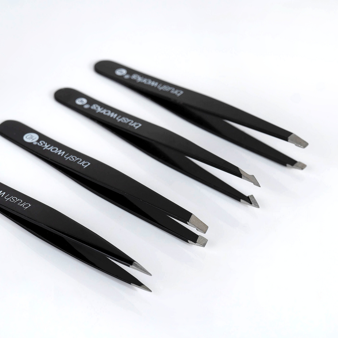 Brushworks Combination Tweezer Set - Black