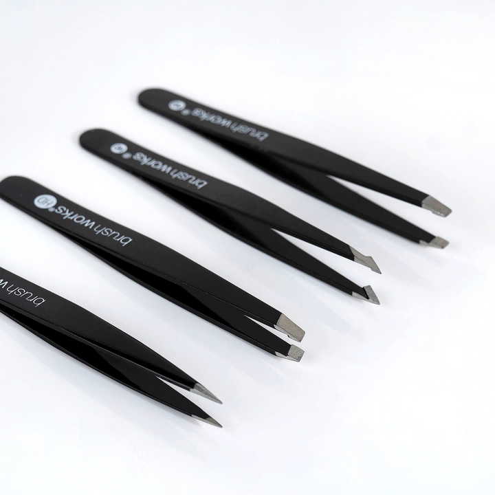 Brushworks Combination Tweezer Set - Black