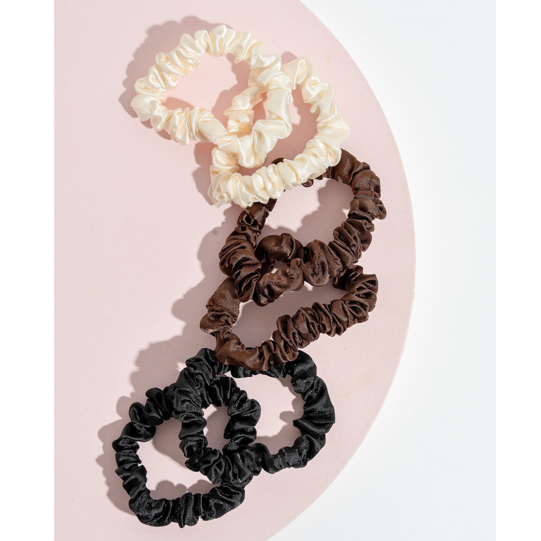 Brushworks Skinny Satin Scrunchies