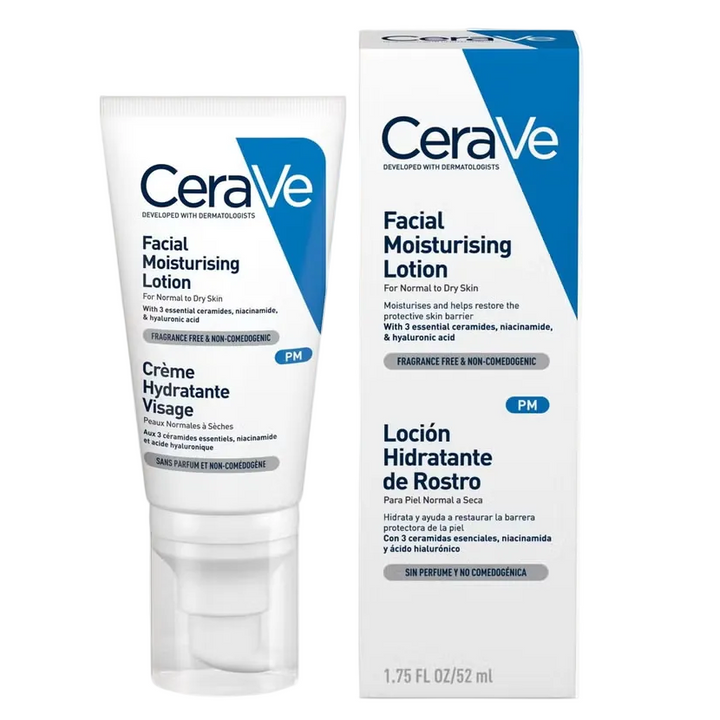 CeraVe PM Facial Moisturising Lotion With Ceramides Normal to Dry Skin 52ml