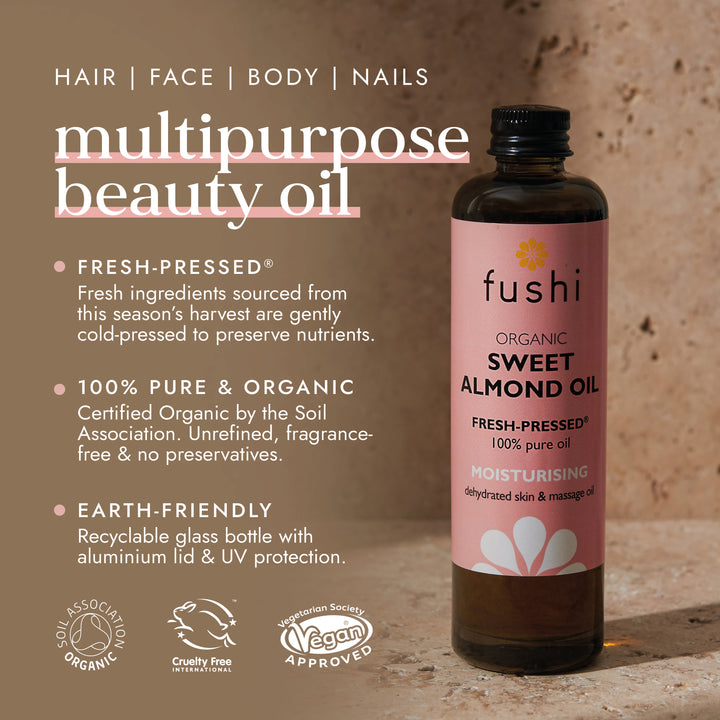 Fushi Organic Sweet Almond Oil 100ml | Anti-Ageing | Moisturising