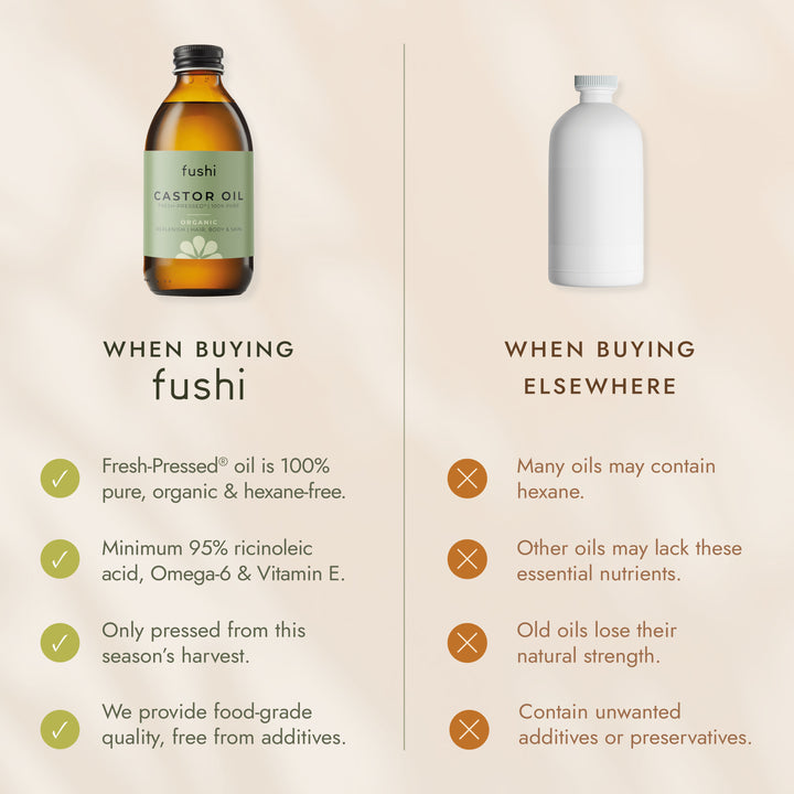 Fushi Organic Castor Oil 250ml | Fresh-Pressed | Hair & Skin Oil