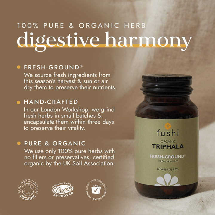 Fushi Organic Triphala Supplement | 60 Capsules | Digestive Balance
