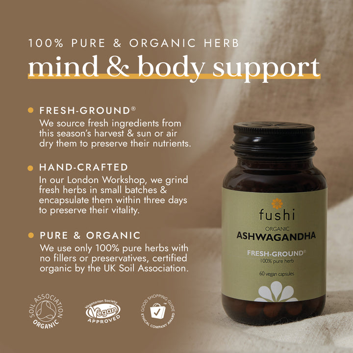 Fushi Organic Ashwagandha Supplement | 60 Capsules | Calming & Balance