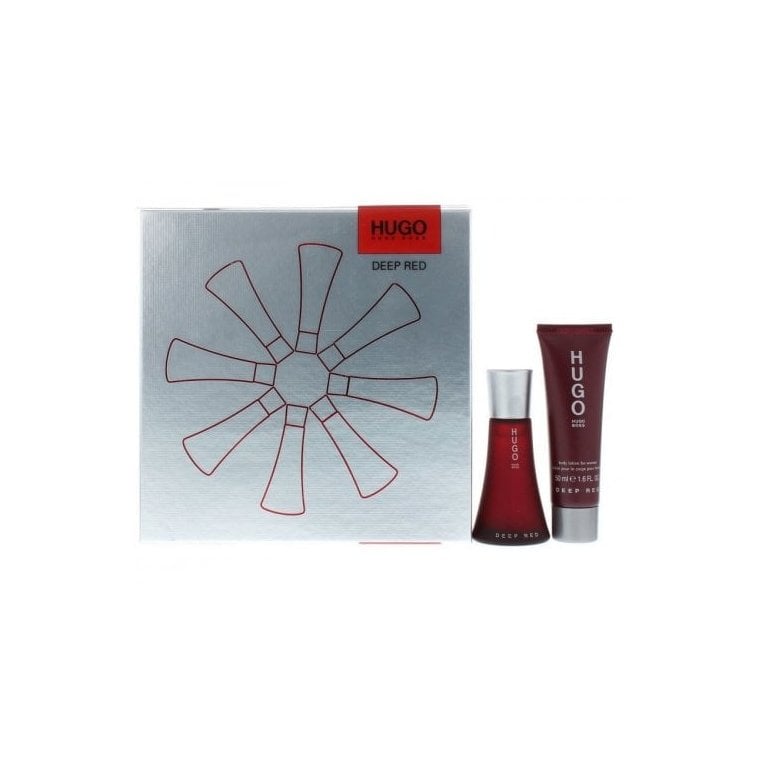 Hugo Deep Red G/Set 30ml Eau De Parfum Spray + 50ml Body Lotion