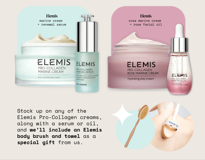 Elemis Pro-Collagen Marine Cream & Oil Set + FREE Body Detox Skin Brush