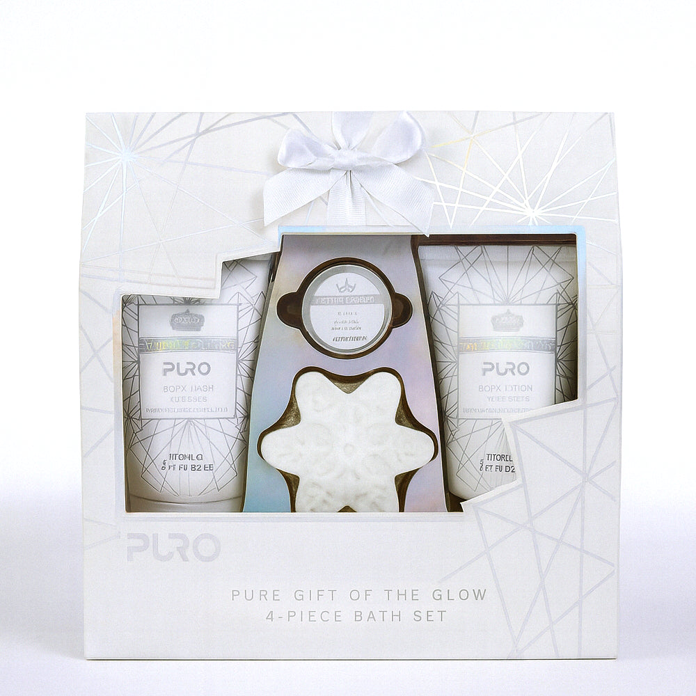 Style & Grace – White Bathroom Collection | Pure Gift of the Glow 4-Piece Bath Set (300ml)