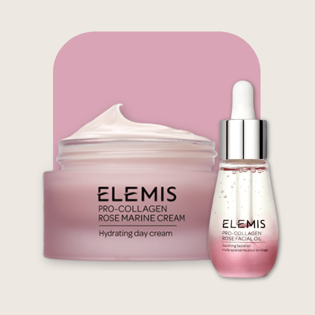 Elemis Pro-Collagen Rose Marine Cream & Facial Oil Set with FREE Elemis Body Detox Skin Brush