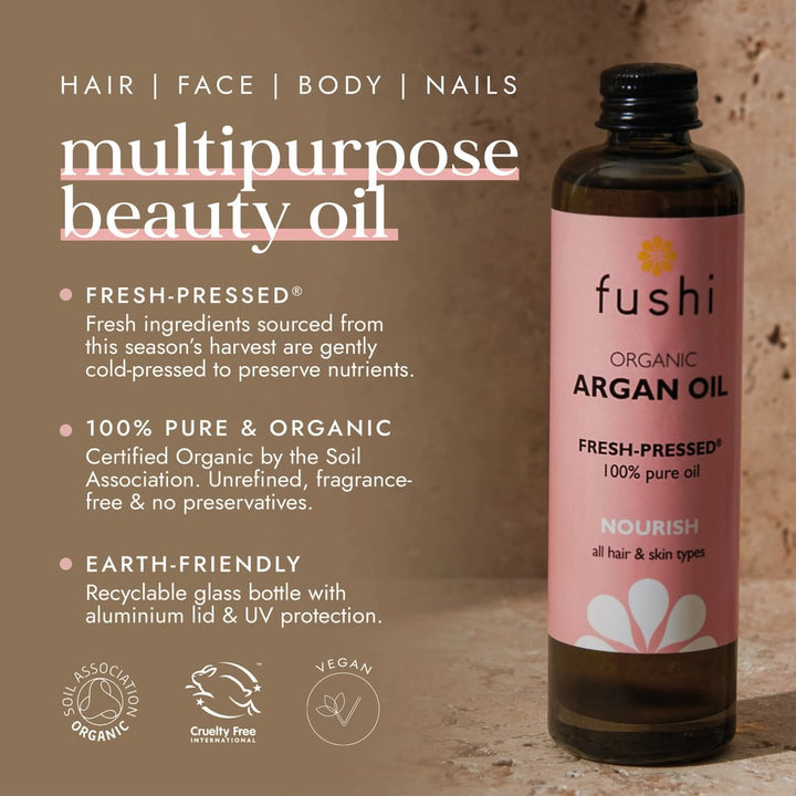 Fushi Organic Fresh-Pressed Argan Oil 100ml |  Hair Oil | Moisturise & Strengthen