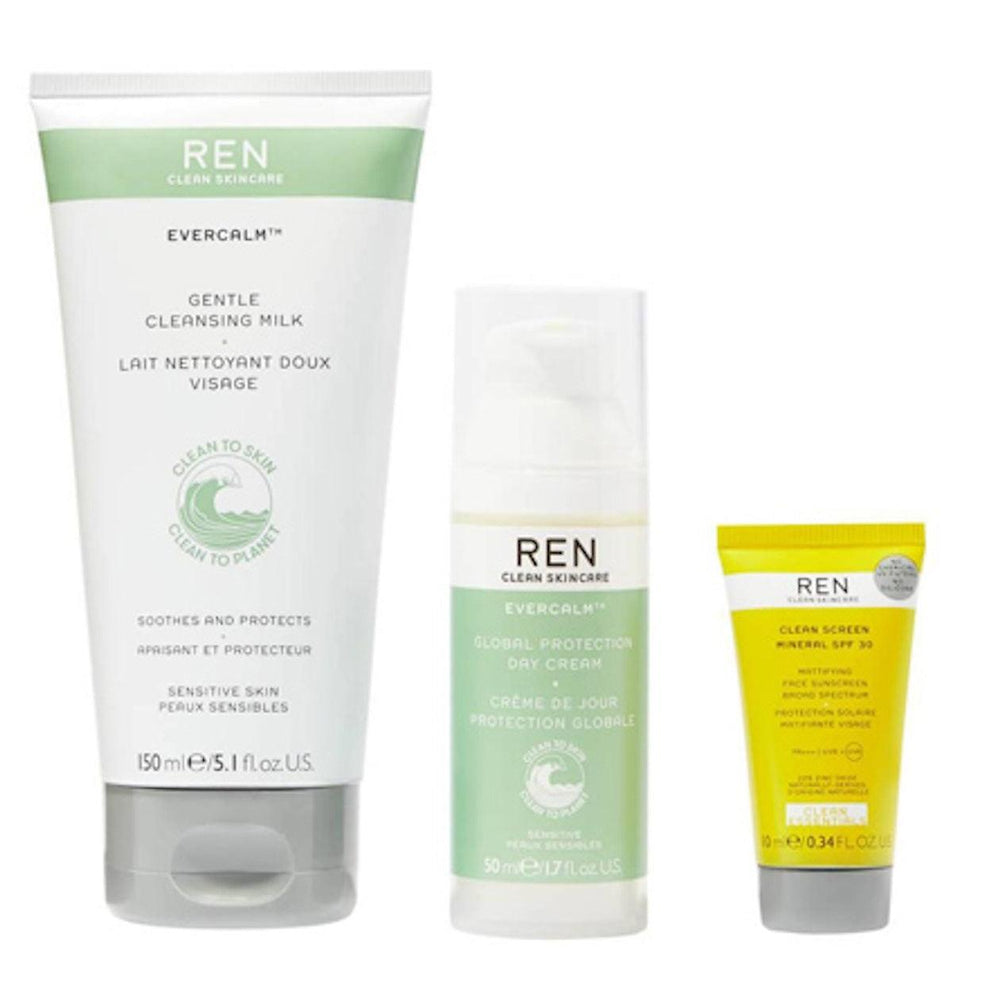 REN Clean Skincare Evercalm Cleanse, Calm & Protect Trio Kit